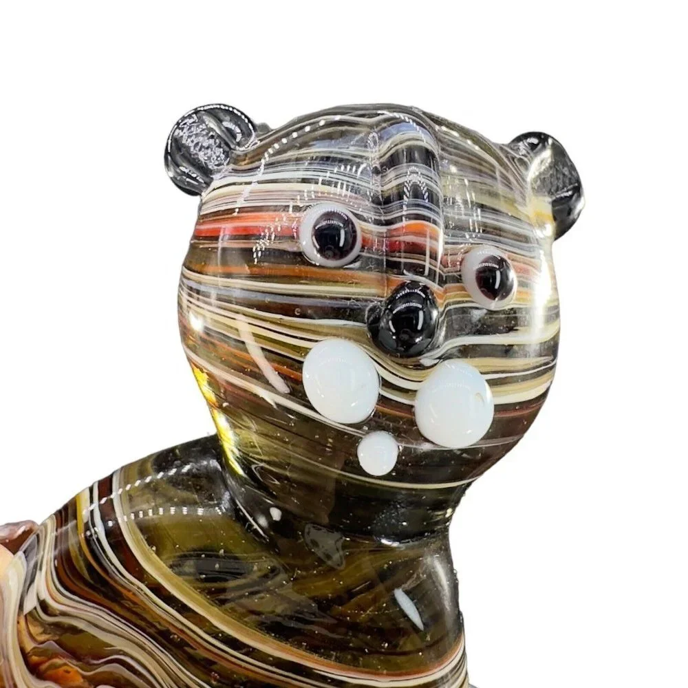 Venetian Slag Art Glass Small Figurine Bear‎ Animal Dog Delicate Glass Figurine